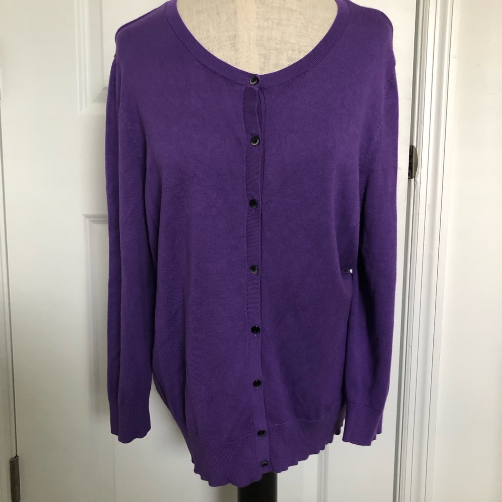 Halogen Purple Button Front Cardigan - image 1